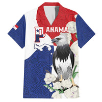 Panama Independence Day Family Matching Off The Shoulder Long Sleeve Dress and Hawaiian Shirt Harpy Eagle With Mola Pattern - Flag Style - Wonder Print Shop