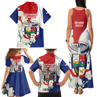 Panama Independence Day Family Matching Tank Maxi Dress and Hawaiian Shirt Harpy Eagle With Mola Pattern - Flag Style - Wonder Print Shop