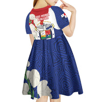 Panama Independence Day Kid Short Sleeve Dress Harpy Eagle With Mola Pattern - Flag Style - Wonder Print Shop