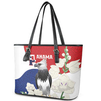 Panama Independence Day Leather Tote Bag Harpy Eagle With Mola Pattern - Flag Style - Wonder Print Shop