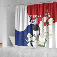 Panama Independence Day Shower Curtain Harpy Eagle With Mola Pattern - Flag Style