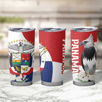 Panama Independence Day Tumbler Cup Harpy Eagle With Mola Pattern - Flag Style - Wonder Print Shop