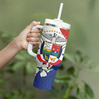 Panama Independence Day Tumbler With Handle Harpy Eagle With Mola Pattern - Flag Style - Wonder Print Shop