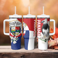 Panama Independence Day Tumbler With Handle Harpy Eagle With Mola Pattern - Flag Style - Wonder Print Shop