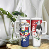 Panama Independence Day Tumbler With Handle Harpy Eagle With Mola Pattern - Flag Style - Wonder Print Shop
