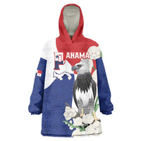 Panama Independence Day Wearable Blanket Hoodie Harpy Eagle With Mola Pattern - Flag Style - Wonder Print Shop