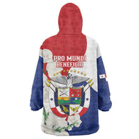 Panama Independence Day Wearable Blanket Hoodie Harpy Eagle With Mola Pattern - Flag Style - Wonder Print Shop