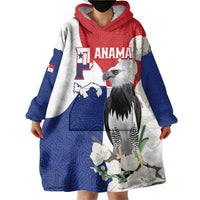 Panama Independence Day Wearable Blanket Hoodie Harpy Eagle With Mola Pattern - Flag Style - Wonder Print Shop