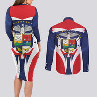 Panama Golden Frog Couples Matching Long Sleeve Bodycon Dress and Long Sleeve Button Shirt Coat Of Arms - Sporty Style - Wonder Print Shop