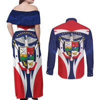 Panama Golden Frog Couples Matching Off Shoulder Maxi Dress and Long Sleeve Button Shirt Coat Of Arms - Sporty Style - Wonder Print Shop