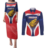 Panama Golden Frog Couples Matching Puletasi and Long Sleeve Button Shirt Coat Of Arms - Sporty Style - Wonder Print Shop