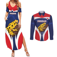 Panama Golden Frog Couples Matching Summer Maxi Dress and Long Sleeve Button Shirt Coat Of Arms - Sporty Style - Wonder Print Shop