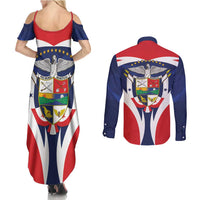 Panama Golden Frog Couples Matching Summer Maxi Dress and Long Sleeve Button Shirt Coat Of Arms - Sporty Style - Wonder Print Shop