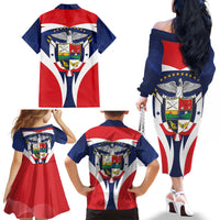 Panama Golden Frog Family Matching Off The Shoulder Long Sleeve Dress and Hawaiian Shirt Coat Of Arms - Sporty Style - Wonder Print Shop