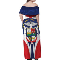 Panama Golden Frog Family Matching Off Shoulder Maxi Dress and Hawaiian Shirt Coat Of Arms - Sporty Style - Wonder Print Shop