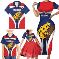 Panama Golden Frog Family Matching Short Sleeve Bodycon Dress and Hawaiian Shirt Coat Of Arms - Sporty Style - Wonder Print Shop