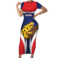 Panama Golden Frog Family Matching Short Sleeve Bodycon Dress and Hawaiian Shirt Coat Of Arms - Sporty Style - Wonder Print Shop