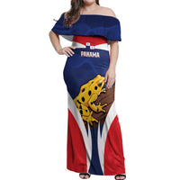 Panama Golden Frog Off Shoulder Maxi Dress Coat Of Arms - Sporty Style - Wonder Print Shop