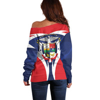 Panama Golden Frog Off Shoulder Sweater Coat Of Arms - Sporty Style - Wonder Print Shop