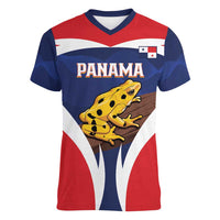 Panama Golden Frog Women V-Neck T-Shirt Coat Of Arms - Sporty Style - Wonder Print Shop