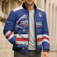 Cape Verde Football Custom Bomber Puffer Jacket Come On Tubaroes Azuis Shark - Wonder Print Shop