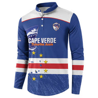 Cape Verde Football Custom Button Sweatshirt Come On Tubaroes Azuis Shark - Wonder Print Shop