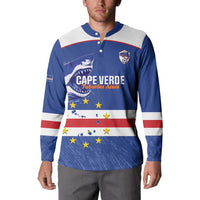 Cape Verde Football Custom Button Sweatshirt Come On Tubaroes Azuis Shark - Wonder Print Shop