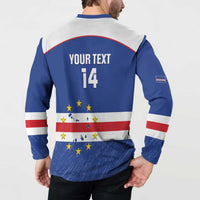 Cape Verde Football Custom Button Sweatshirt Come On Tubaroes Azuis Shark - Wonder Print Shop