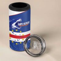 Cape Verde Football Custom 4 in 1 Can Cooler Tumbler Come On Tubaroes Azuis Shark - Wonder Print Shop