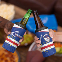 Cape Verde Football Custom 4 in 1 Can Cooler Tumbler Come On Tubaroes Azuis Shark - Wonder Print Shop