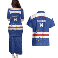 Cape Verde Football Custom Couples Matching Puletasi and Hawaiian Shirt Come On Tubaroes Azuis Shark - Wonder Print Shop