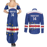Cape Verde Football Custom Couples Matching Summer Maxi Dress and Long Sleeve Button Shirt Come On Tubaroes Azuis Shark - Wonder Print Shop