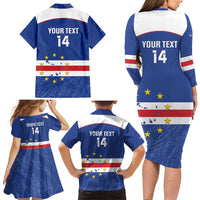 Cape Verde Football Custom Family Matching Long Sleeve Bodycon Dress and Hawaiian Shirt Come On Tubaroes Azuis Shark - Wonder Print Shop