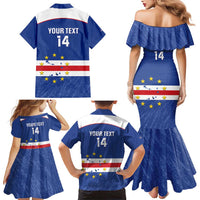 Cape Verde Football Custom Family Matching Mermaid Dress and Hawaiian Shirt Come On Tubaroes Azuis Shark - Wonder Print Shop