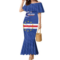 Cape Verde Football Custom Family Matching Mermaid Dress and Hawaiian Shirt Come On Tubaroes Azuis Shark - Wonder Print Shop