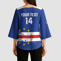 Cape Verde Football Custom Kimono Sleeve Blouse Come On Tubaroes Azuis Shark - Wonder Print Shop