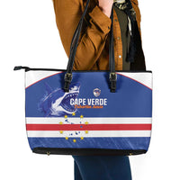 Cape Verde Football Leather Tote Bag Come On Tubaroes Azuis Shark - Wonder Print Shop