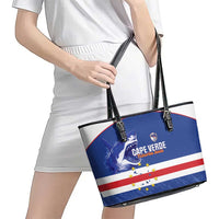 Cape Verde Football Leather Tote Bag Come On Tubaroes Azuis Shark - Wonder Print Shop