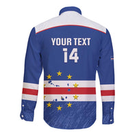 Cape Verde Football Custom Long Sleeve Button Shirt Come On Tubaroes Azuis Shark - Wonder Print Shop