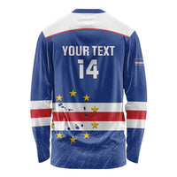 Cape Verde Football Custom Long Sleeve Shirt Come On Tubaroes Azuis Shark - Wonder Print Shop