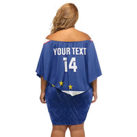Cape Verde Football Custom Off Shoulder Short Dress Come On Tubaroes Azuis Shark - Wonder Print Shop