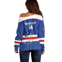 Cape Verde Football Custom Off Shoulder Sweater Come On Tubaroes Azuis Shark - Wonder Print Shop