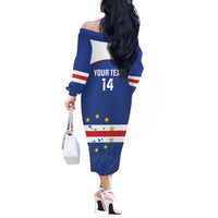 Cape Verde Football Custom Off The Shoulder Long Sleeve Dress Come On Tubaroes Azuis Shark - Wonder Print Shop