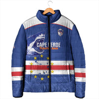 Cape Verde Football Custom Padded Jacket Come On Tubaroes Azuis Shark - Wonder Print Shop