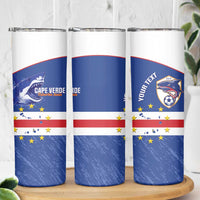 Cape Verde Football Custom Skinny Tumbler Come On Tubaroes Azuis Shark - Wonder Print Shop