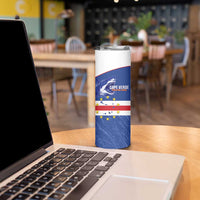 Cape Verde Football Custom Skinny Tumbler Come On Tubaroes Azuis Shark - Wonder Print Shop