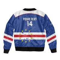 Cape Verde Football Custom Sleeve Zip Bomber Jacket Come On Tubaroes Azuis Shark - Wonder Print Shop