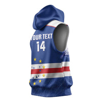 Cape Verde Football Custom Sleeveless Hoodie Come On Tubaroes Azuis Shark - Wonder Print Shop