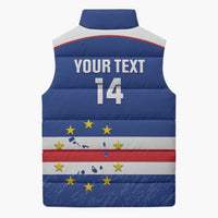Cape Verde Football Custom Sleeveless Puffer Jacket Come On Tubaroes Azuis Shark - Wonder Print Shop
