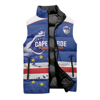 Cape Verde Football Custom Sleeveless Puffer Jacket Come On Tubaroes Azuis Shark - Wonder Print Shop